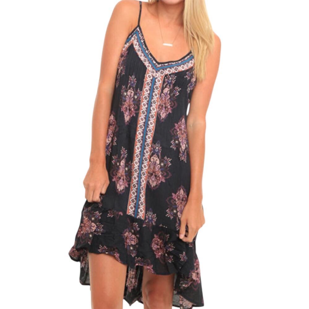 New O’Neill Marquita Midi Dress Boho Paisley Print Adjustable Strap Lined Size S